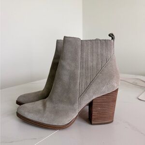 Marc Fishet Suede Block Heel Ankle Boots - Taupe